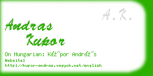 andras kupor business card